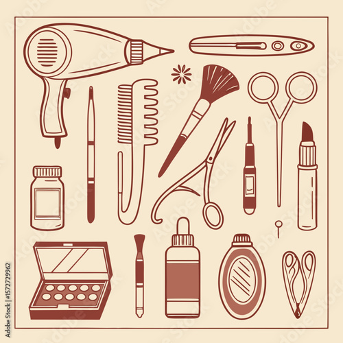 Hairdressing and Makeup Tools Collection hairdryer