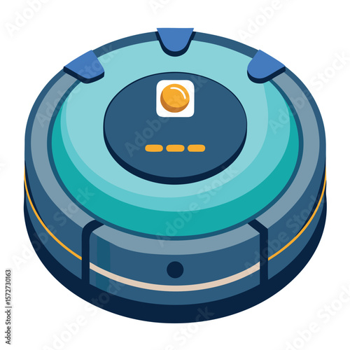 A robot vacuum cleaner, on a plain white surface, for smart home, technology, automation, or modern living.