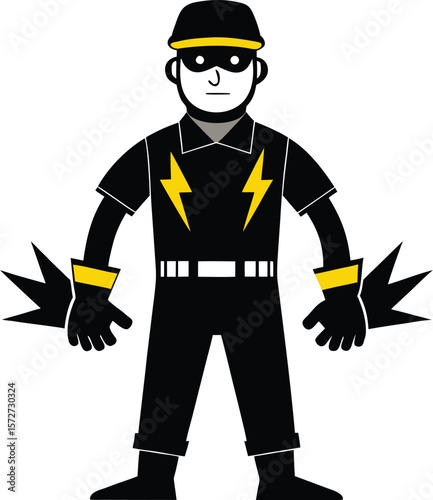 electrician man with insulated gloves vector black