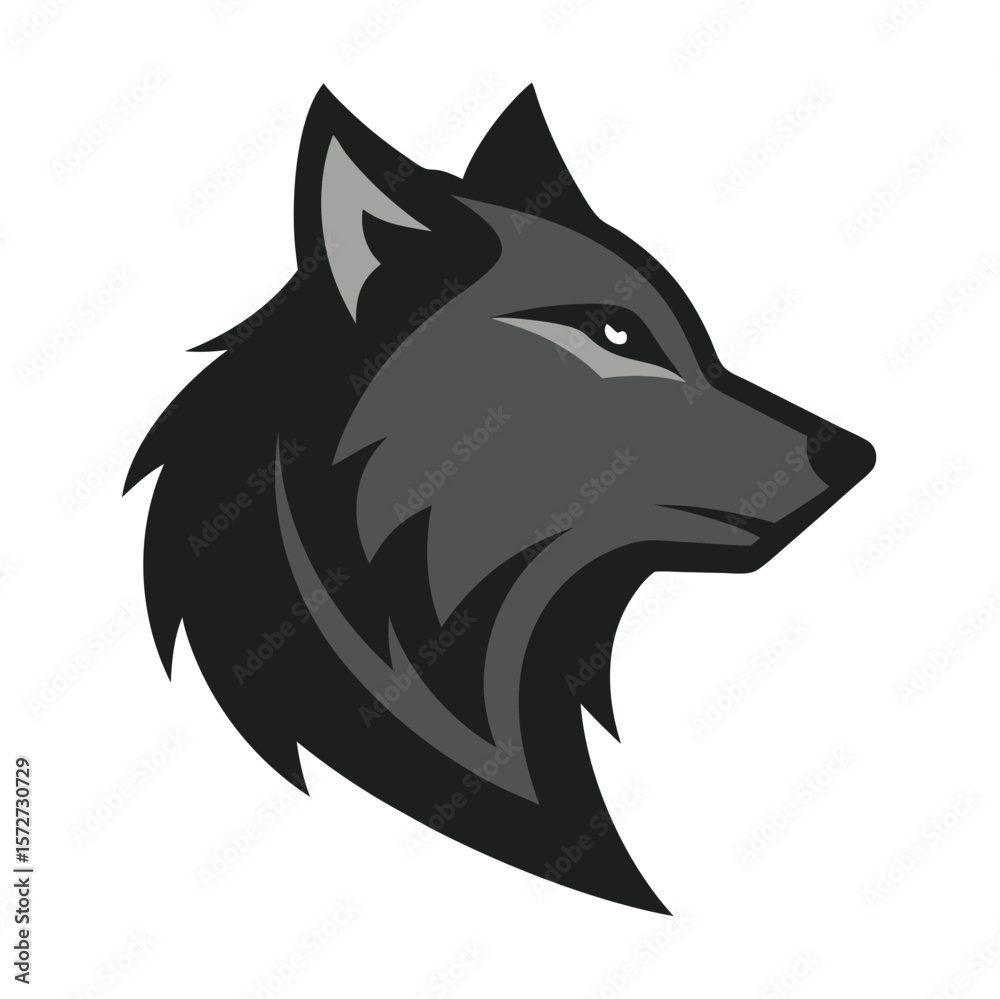 Naklejka premium Minimal Gray Wolf Side Profile – Clean Wild Animal Silhouette