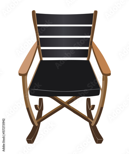 Black Slatted Back Chair Wooden Arms