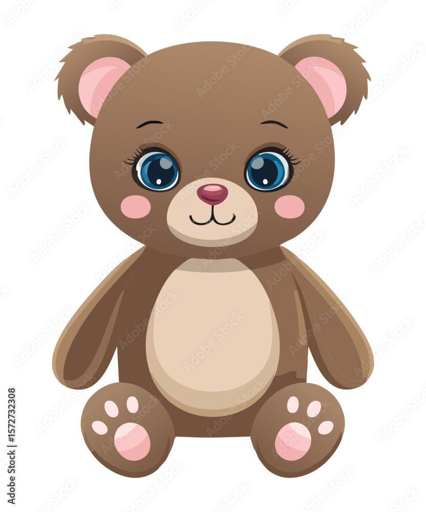 Fototapeta premium Cute Brown Teddy Bear Blue Eyes