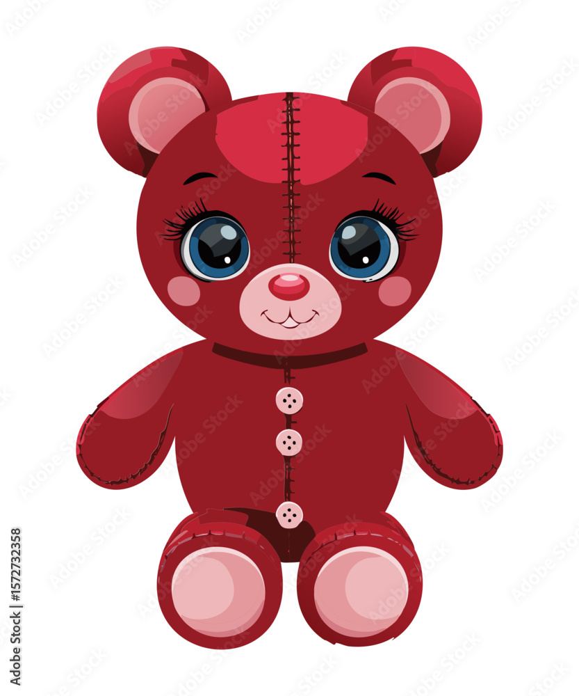 Fototapeta premium Sweet Reddish Brown Teddy Bear Pink Eyes