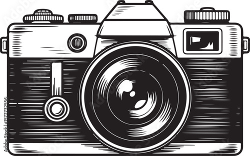 Silhouette of Vintage Camera Vector Illustration