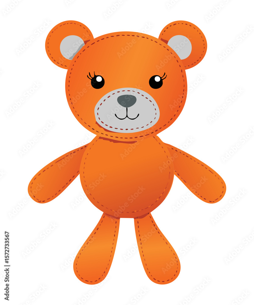 Obraz premium Cute Orange Teddy Bear Illustration Art