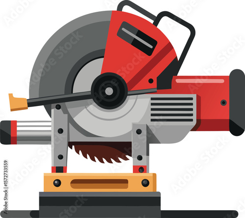 electric miter saw machine with handle black vector