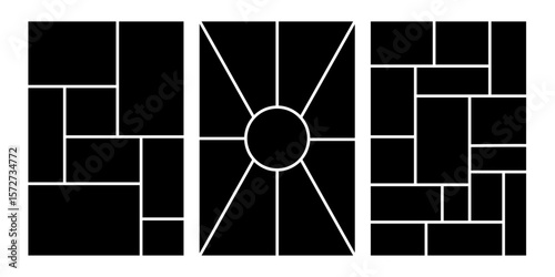 Vector layout with moodboard template for photo, image, and mosaic collage. Rectangle frame for background or album board design. Perfect for poster or diary mockup.
