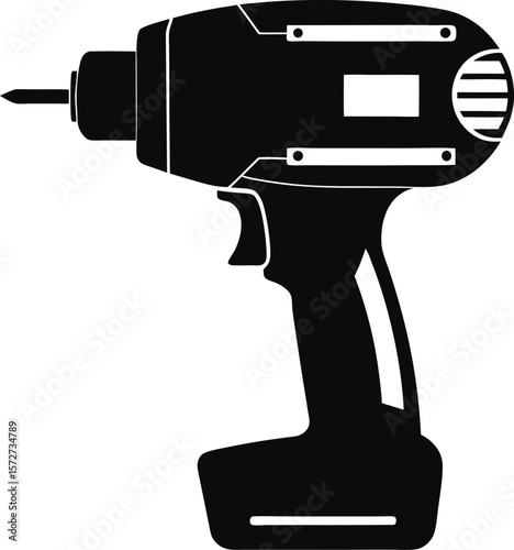 ergonomic handle impact driver black silhouette vector