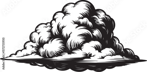 Silhouette of Cumulus Cloud Formation Vector Illustration