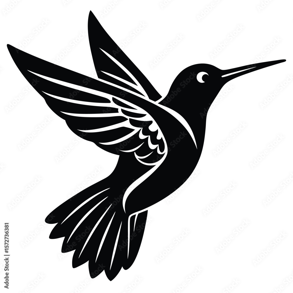 Fototapeta premium Hummngbird vector shilhouette single