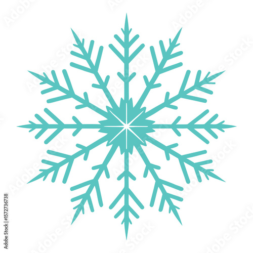 A single delicate snowflake with unique crystalline patterns, isolated on white, for winter, beauty, cold, or nature.