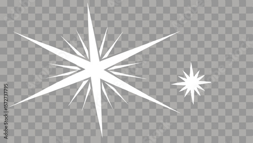 Vector Bright white starburst shines against transparent background, creating striking visual effect