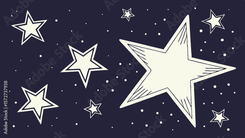 Vector Stars in various sizes on transparency background create whimsical night sky scene