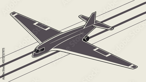 Vector Dark gray rectangular plane rendered with sleek design, showcasing its aerodynamic features