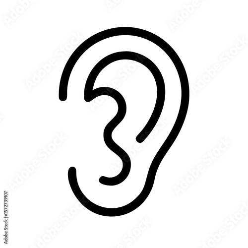 Ear Vector Icon Side View Medical Line Style for Anatomy Study