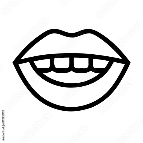 Mouth with Teeth Icon Vector Black Line Style for Dental Anatomy
