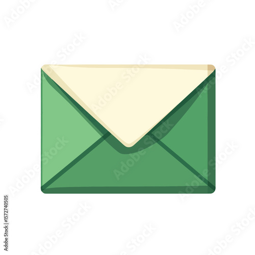 Thank you letter in an envelope receiving for ordering via the Internet. Green color. Flat design isolated on white background, vector style simple color