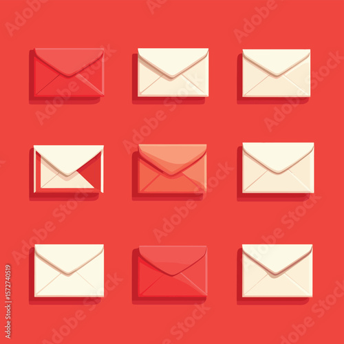 Set flat icon vector letters in open and closed envelopes