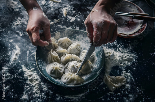The chef is cooking in the kitchen	
