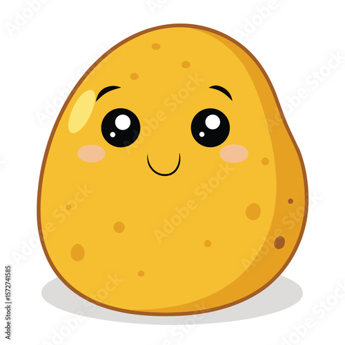 A single plump potato with a few eyes visible, isolated on white, perfect for vegetables, healthy food, harvest, or organic.