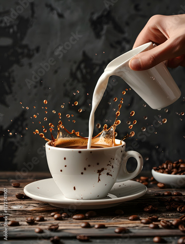 The coffee shop assistant is brewing coffee