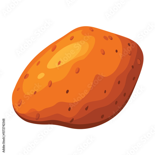 A single plump sweet potato with a rustic texture, isolated on white, for healthy food, vegetables, organic, or harvest.