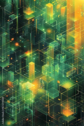 AI generated isometric poster art featuring floating translucent tech panels, biometric scan overlays, in glassmorphism style, CMYK ready