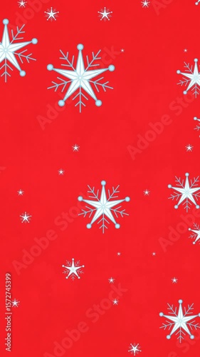 Animation of snowflakes falling on red background