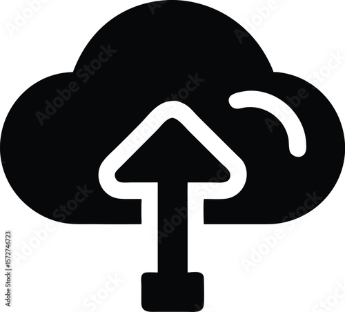 Cloud upload icon black and white