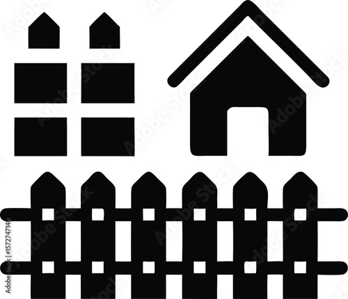 House fence and windows vector illustration