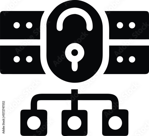 Secure data server network connection icon