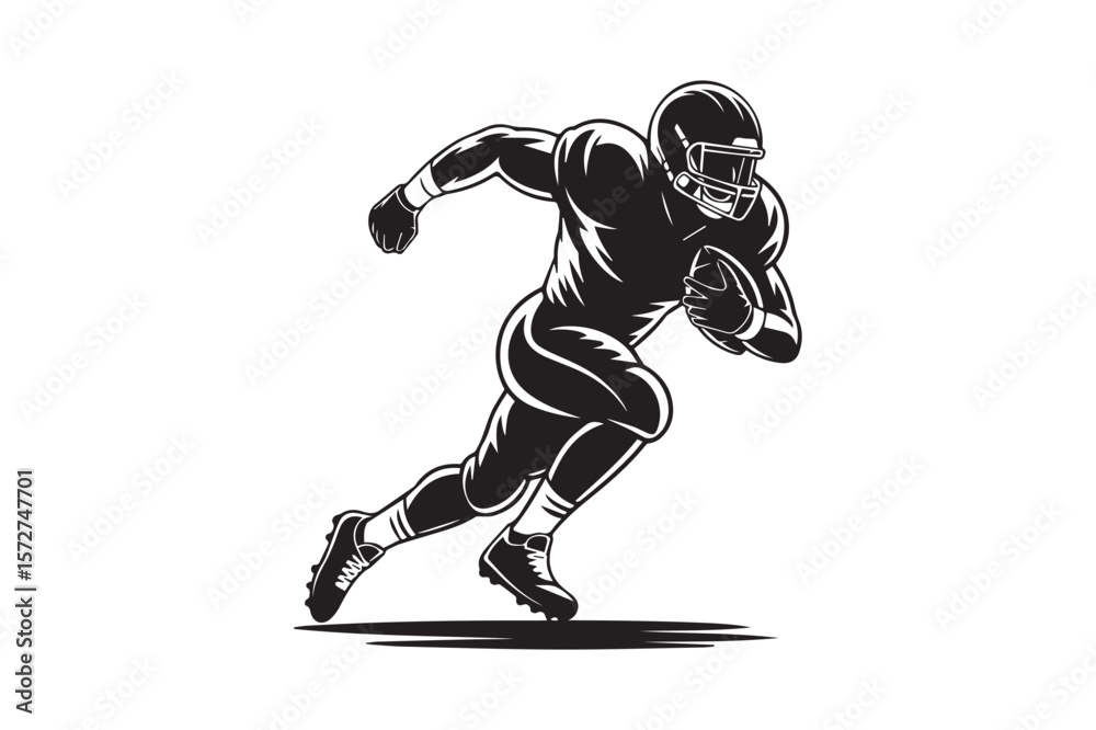 Fototapeta premium American Football Player Illustration in Action Pose – Vector Style