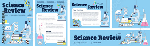 Scientific Laboratory Research or Experiment Process. Scientists Characters Working with scientific equipment. Template kit.