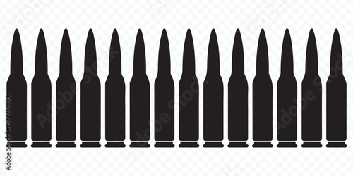 bullet silhouette vector for military and defense designs, high-quality black ammunition illustration