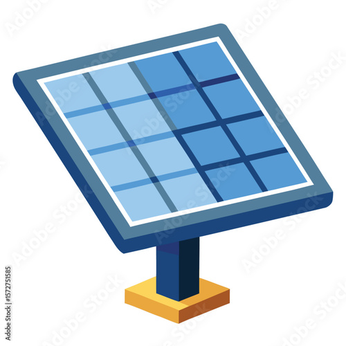 A solar panel absorbing light, isolated on a white background, for renewable energy, sustainability, or clean power.