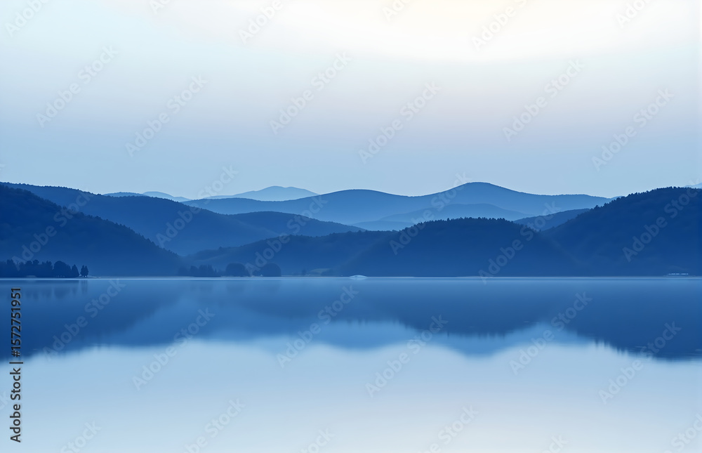 Fototapeta premium Tranquil Morning Scene of Mountains, Lakes