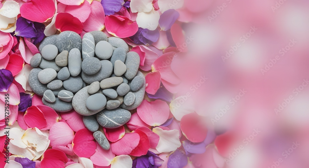 Obraz premium Brain health stones and petals wellness concept art