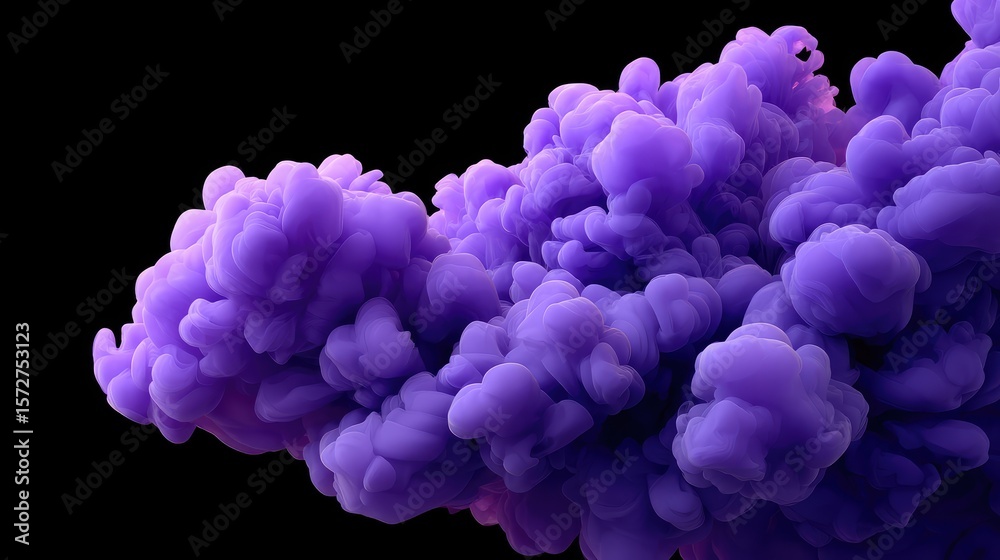 Obraz premium Purple smoke or mist drifting across a dark background, abstract texture with space to side