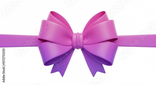 Purple and pink ribbon bow isolated