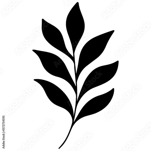 Green leaves vector set featuring diverse plant and tree foliage designs in black, white, and natural eco illustrations