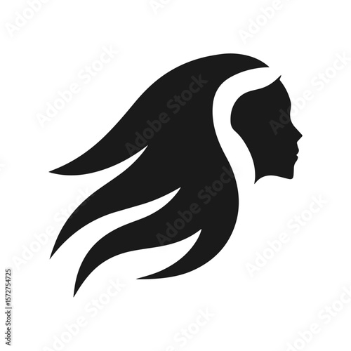 Vector art illustration of a wild tribal dragon tattoo on a woman's head silhouette