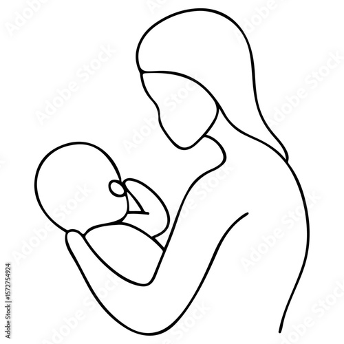 Mother and infant love vector illustration, a mother embracing her sleeping baby