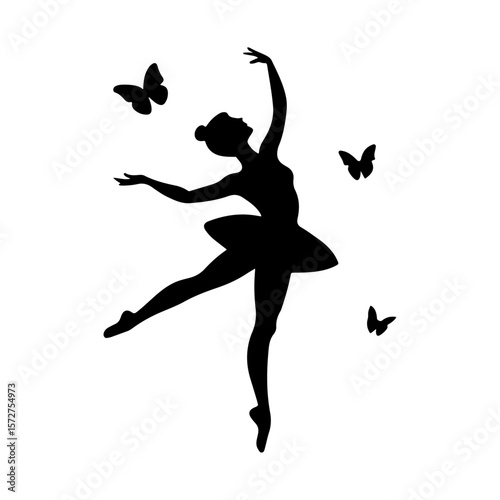 Silhouette of a ballet dancer jumping