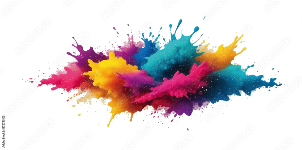 Abstract watercolor background with colorful ink splashes and artistic paint splatters