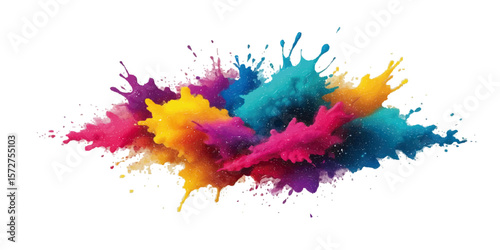 Abstract watercolor background with colorful ink splashes and artistic paint splatters