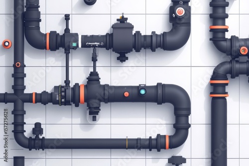 Graphic layouts showcasing water-related advertising concepts with pipe designs