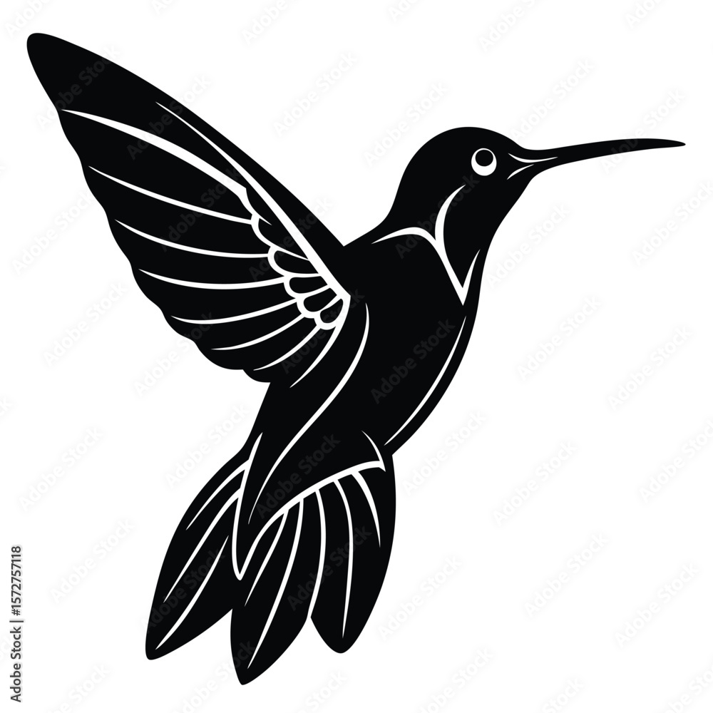 Obraz premium Hummngbird vector shilhouette single