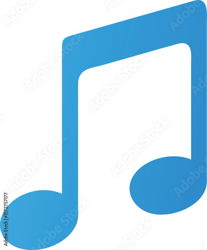 A stylized musical note, an eighth note or quarter note, isolated on white, for music, sound, art, or harmony.