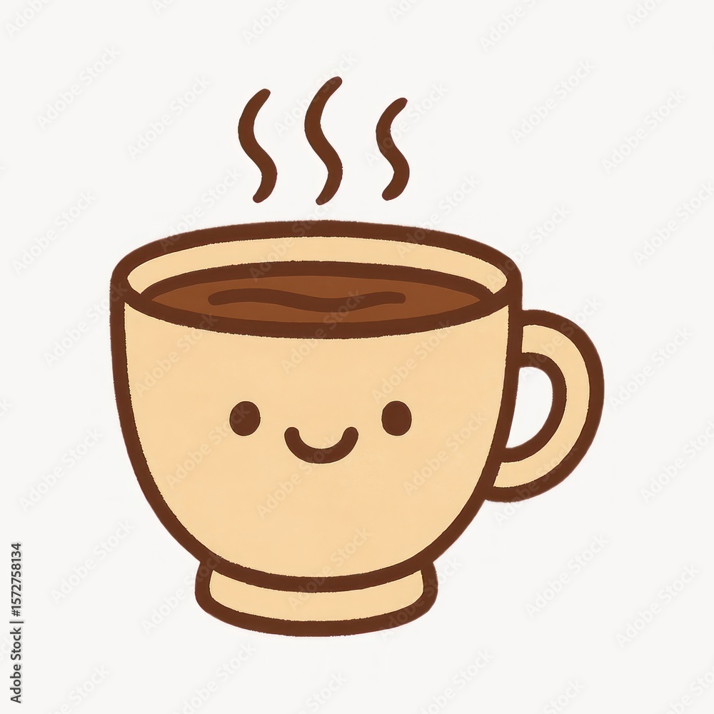 Obraz premium Cute steaming coffee cup illustration.