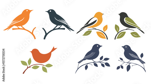 Simple bird silhouette logo vector design featuring a minimal and elegant flying bird shape, perfect for branding, nature-themed concepts, environmental identity marks, freedom symbolism